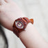 AIMES Womens Wooden Watch with Leather Strap Quartz Analog Red Bamboo Wooden Watches for Women Unique Lightweight Handmade Wood Wrist Watch...