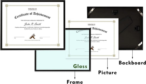 Golden State Art, 8.5x11 Picture Frame Certificate Document Frames with High Definition Real Glass, Wall & Tabletop Degree Frame for 8.5 x 11 Dipl...