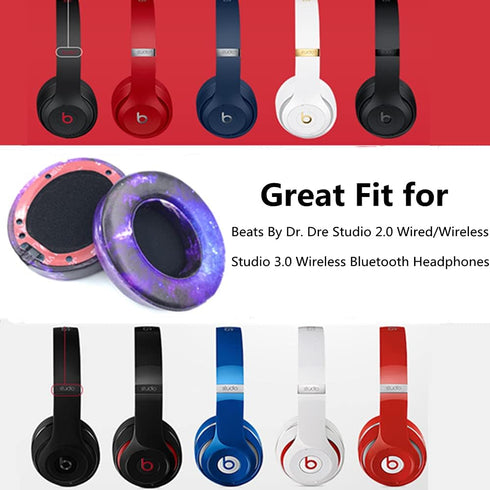 Studio3.0 Replacement Earpads Studio2.0 Ear Pad Cushion Cover Compatible with Beats by Dr.Dre Studio 2& Studio 3 Over-Ear Headphones (Galaxy)...