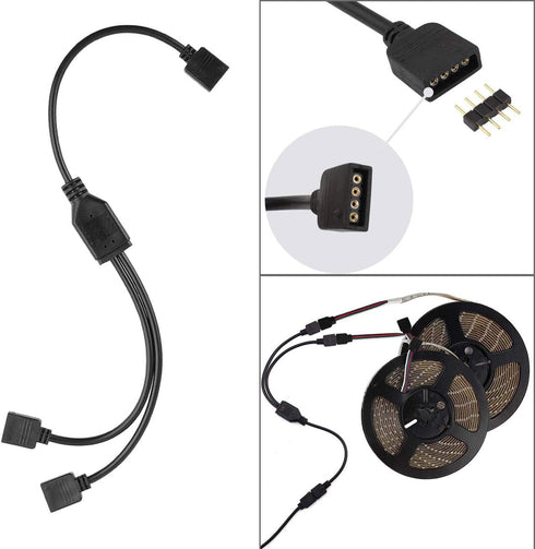 SUPERNIGHT 3528 2835 4 Pin 8mm LED Strip Connector, RGB Rope Lights Connector Kit, Gapless Solderless Clip, 32.8ft Extension Wire Cable, L Shape P...