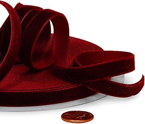 Paper Mart Burgundy Velvet Ribbon, 1 Inch Wide, 10 Yard Craft Ribbon Roll for Gift Wrapping and Decorating...