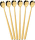 Long Handle Spoon, 9.25-inch Stainless Steel Iced Teaspoon Titanium Colorful Plated Spoons for Mixing,Tea,Milkshake,Coffee (Set of 6, Gold)...