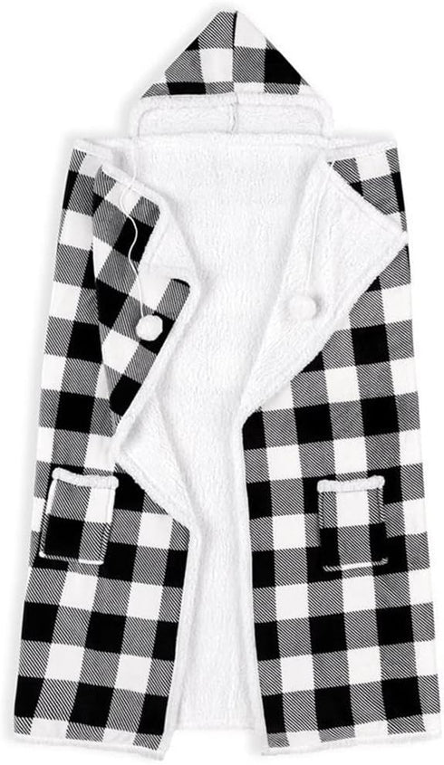 Premium Wearable Hooded Blanket for Adult Women and Men 71"x51" - Super Soft, Lightweight, Microplush, Cozy and Functional Throw Blanket Buffalo P...