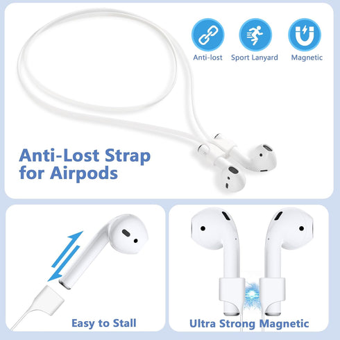 Lerobo Airpods Case Cover, with Cleaner Kit and Magnetic Airpod Strap Anti-Lost Cord Sports Lanyard,Soft Slicone Cover Compatible with Apple AirPo...