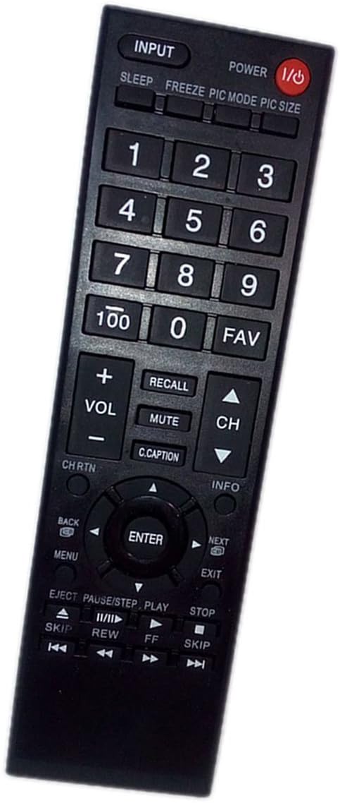 Replaced Remote Control Compatible for Toshiba 43L420U 19SL410U 22AV600UZ 32SL410UM 37E200U LED HDTV TV...