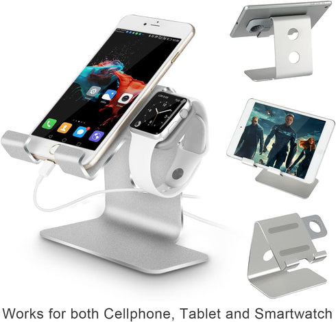 Tranesca 2 in 1 Charging Stand Compatible with Apple Watch Series Ultra2/Ultra/9/8/7/6/5/4/3/2/1/SE (38mm/40mm/41mm/42mm/44mm/45mm/49mm) and Compa...