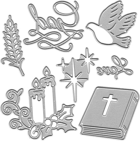 Metal Cross Book Cutting Dies, Peace Dove Candle Die Cuts Embossing Stencils Template Mould for Card Scrapbooking and DIY Craft Album Paper Card D...