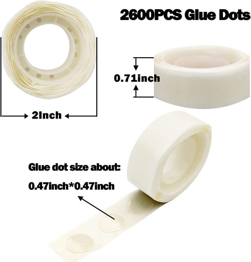 KOFOT Ausenful 2600 PCS Balloon Glue Point 0.47Inch Removable Adhesive Craft Mini Sticky Dot Tape for Balloons Party Paper Craft or Wedding Decora...