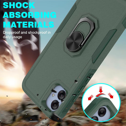 for Samsung Galaxy A04e Case with Tempered Glass Screen Protector,Dual Layer Shockproof Magnetic Kickstand Phone Case with Rotatable Ring Holder f...