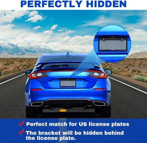 Backup Camera License Plate Bracket, Alpha Rider Universal Car Dash Cam Mirror Camera Kit, Rear Reverse License Plate Camera Mount Kit, Rear View ...