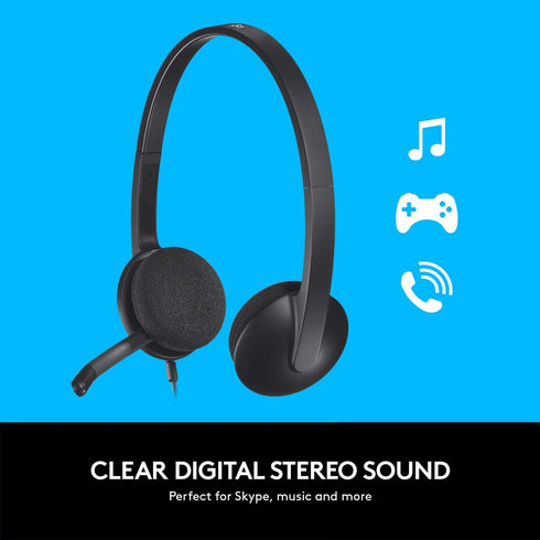Logitech USB Headset H340, Stereo, USB Headset for Windows and Mac - Black......