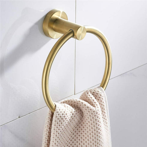 WINCASE Gold Toilet Paper Holder Towel Ring, Brushed Gold Bathroom Hardware Set, Hand Towel Holder Toilet Paper Roll Holder Wall Mount, Rustic Far...