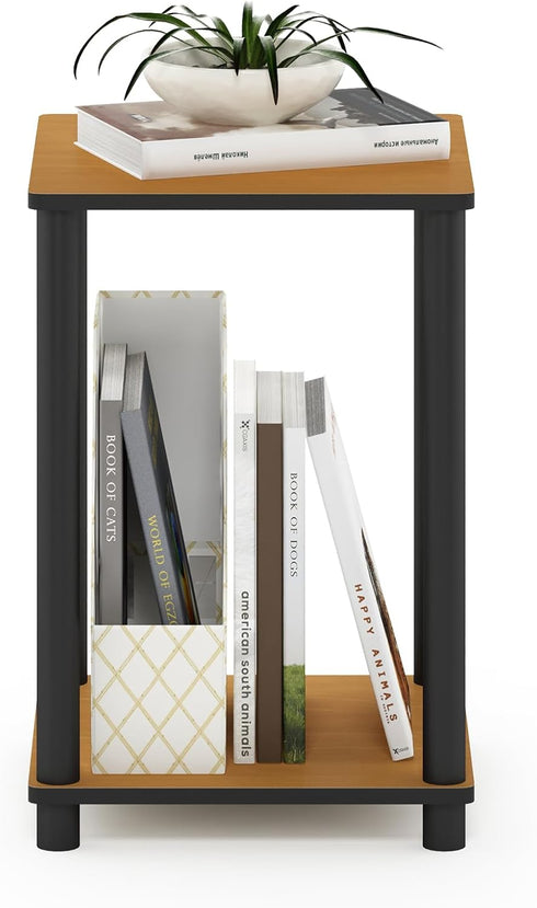 Furinno Turn-N-Tube End Table, 1-Pack, Light Cherry/Black...