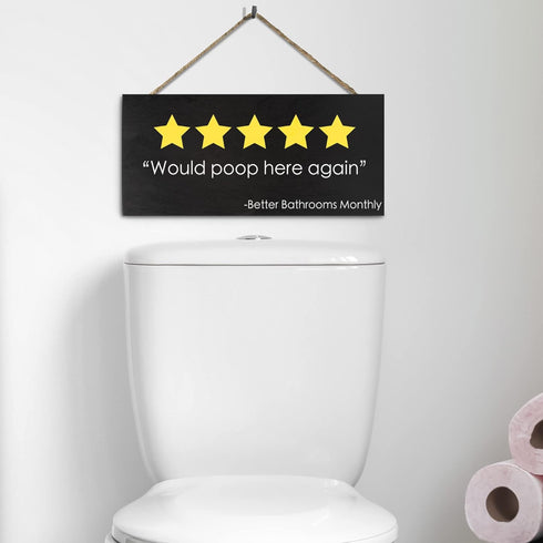 JennyGems Funny Bathroom Decor, Would Poop Here Again Bathroom Sign Funny Decorations, Wall Hanging...
