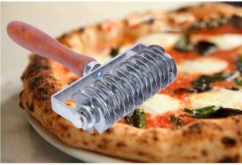 Hosmide Kitchen Baking Dough Cookie Pie Pizza Pastry Lattice Roller Cutter Baking Tool - Stainless Steel - Wood handle...