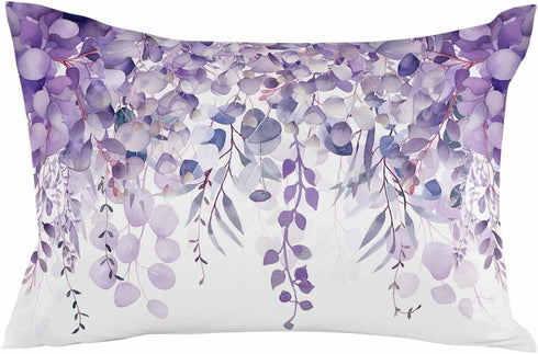 Purple Eucalyptus,Romantic Elegant Flower Leaves Herbs Outdoor Pillow Cover 12x20 Inch Cushion Sham Case, Waterproof Decorative Lumbar Throw Pillo...