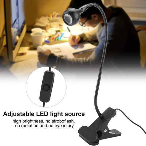 LED Clip On Reading Light, Book Light, Bed Lamp, Sample Style USB LED Table Light Mini Desk Night Lamp with Clip for Home Study Reading (Warm-Blac...