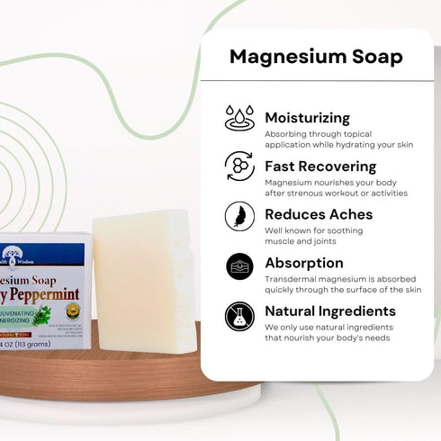 Health and Wisdom Magnesium Soap Bar - Bar Soap, Magnesium Body Wash, All Natural Soap Bar, Magnesium Bar, Magnesium Shower, Magnesium Oil, Bath S...