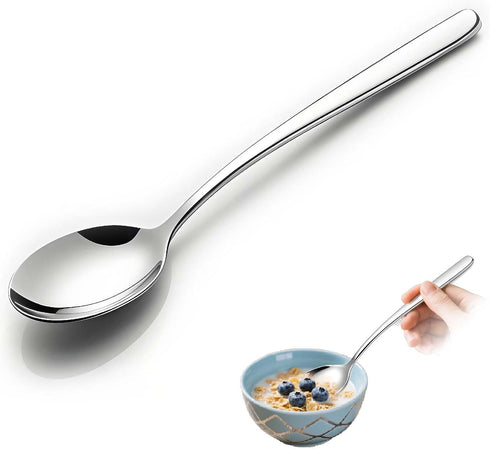 Set of 5 Premium Korean Soup Spoons, 8 Inch 18/10 Stainless Steel Long Handle Rice and Asian Spoon for Home, Kitchen, Restaurant, Cafe, Dishwasher...