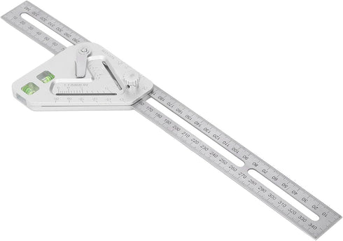 Combination Square with Bubble Level Silver Flexible Woodworking Triangle Ruler Carpentry Tools...