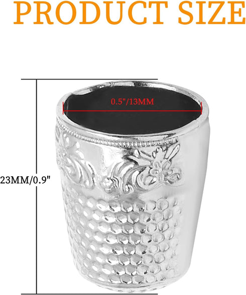 Coufce 4 Pcs Metal Sewing Thimble, Quilting Thimbles, Finger Shield, Silver Fingertip Protector Thimbles for Hand Sewing Craft Accessories...