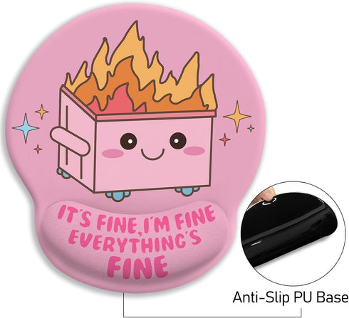 Funny Cute Mouse Pad with Wrist Rest, Dumpster on Fire Ergonomic Mouse Pads Wrist Support for Desk, Mousepad for Wireless Mouse Gaming Laptop Work...