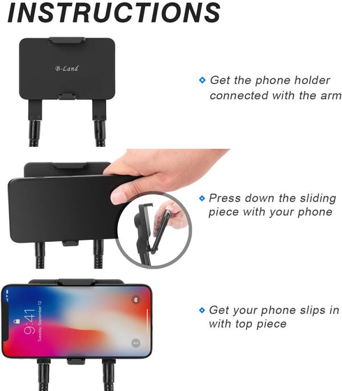 B-Land Phone Holder for Gooseneck Stand, Universal Mobile Phone Mount Phone Clamp (Gooseneck Stand Not Included)...
