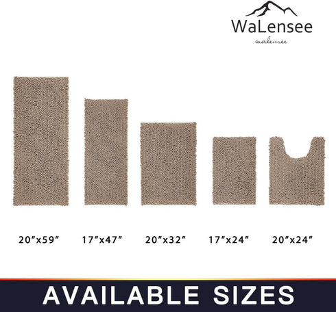 Walensee Bathroom Rug Non Slip Bath Mat (32x20 Inch Taupe) Water Absorbent Super Soft Shaggy Chenille Machine Washable Dry Extra Thick Perfect Abs...