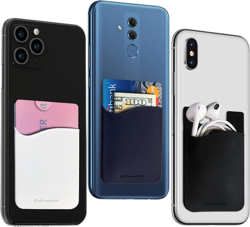 USA Merchant Redesigned Card Holder - Silicone Stick on Cell Phone Wallet with Pocket for Credit Card ID Business Card - iPhone Android & Smartpho...
