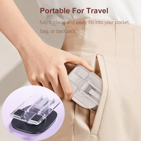 Phone Stand, Acrylic Phone Stand for Desk 360-Degree Rotation Cell Phone Holder with Sturdy Metal Base, Aluminum alloy arm, Compatible Most Phones...