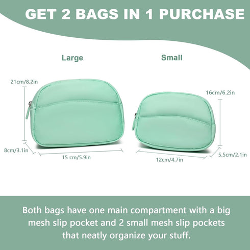 Eslcorri Small Makeup Bag Set of 2, Travel Cosmetic Bag Toiletry Purse for Women, Cute Zipper Pouch Skincare Storage Make Up Organizer Roomy Penci...
