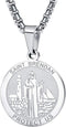 Saint Brendan Necklace - 1" Stainless Steel Catholic St. Brendan Medal Pendant with 24" Chain...