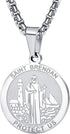 Saint Brendan Necklace - 1" Stainless Steel Catholic St. Brendan Medal Pendant with 24" Chain...