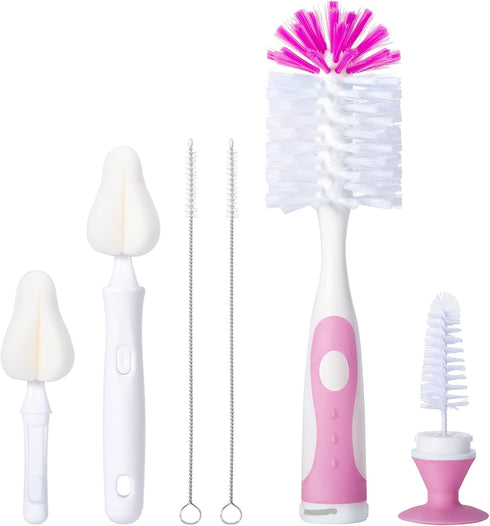 Baby Bottle Brush Set with Nipple Cleaner and Suction, 10.2" Cleaning Brush and 6.5" Sponge Bottle Brush with A Replacement Brush Head and Two 6.7...