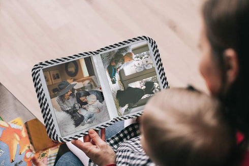 ABCKEY My Family And Friends Baby Photo Album With Sunflower Baby-safe mirror Holds 18 Photos Colourful...