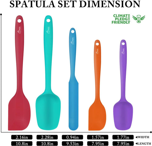 HOTEC Heat Resistant 600? Food Grade Silicone Rubber Spatula Set for Baking, Cooking, and Mixing Non Stick Dishwasher Safe BPA-Free Multicolor Set...