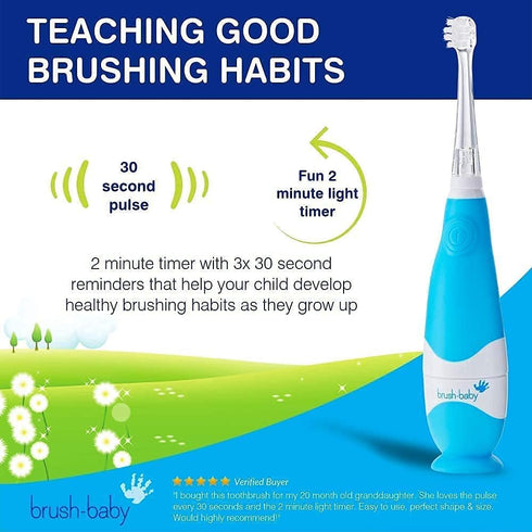 BabySonic Infant and Toddler Electric Toothbrush for Ages 0-3 Years - Safe and Sensitive Brush Heads, Sucker Base, Timer, Waterproof...