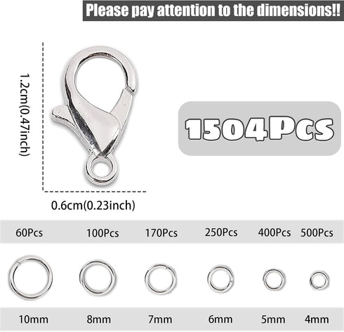All Size Open Jump Ring and Lobster Clasps Kit for Jewelry Repair Tools Jewelry Making Accessories for Necklace Bracelets Earring Jewelry Making R...