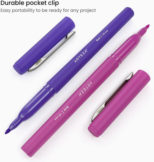 ARTEZA Felt Tip Pens, Set of 24, Bright & Neon Colors, 1.0–1.5mm Fiber Tip, Quick-Drying Ink...