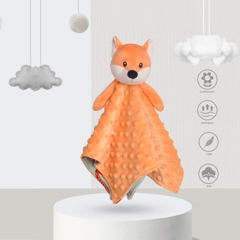 BORITAR Fox Baby Security Blanket Soft Minky Dot Fabric Lovey Blanket with Cute Woodland Pattern Backing Stuffed Plush Cuddle for Newborn Infant G...