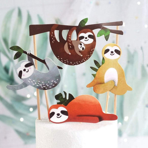 Toyvian Sloth Cake Topper Set Creative Cute Decor Cake Insert Card for Birthday Party Festival - 4pcs...