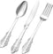 75PCS Silver Plastic Silverware for 25 Guests, Heavy Duty Silver Disposable Utensils Sets, Includes 25 Forks, 25 Spoons, 25 Knives, Elegant Cutler...