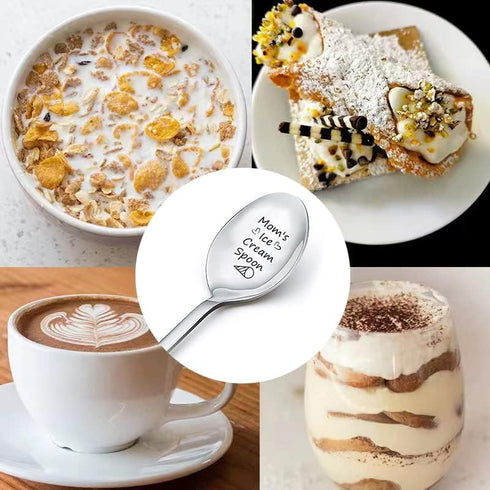 Gifts for Mom Ice Cream Spoon from Daughters Sons Mother Spoon Gift for Mom Mothers Day Birthday Gifts for Mama Spoons Engraved Spoon for Tea Coff...