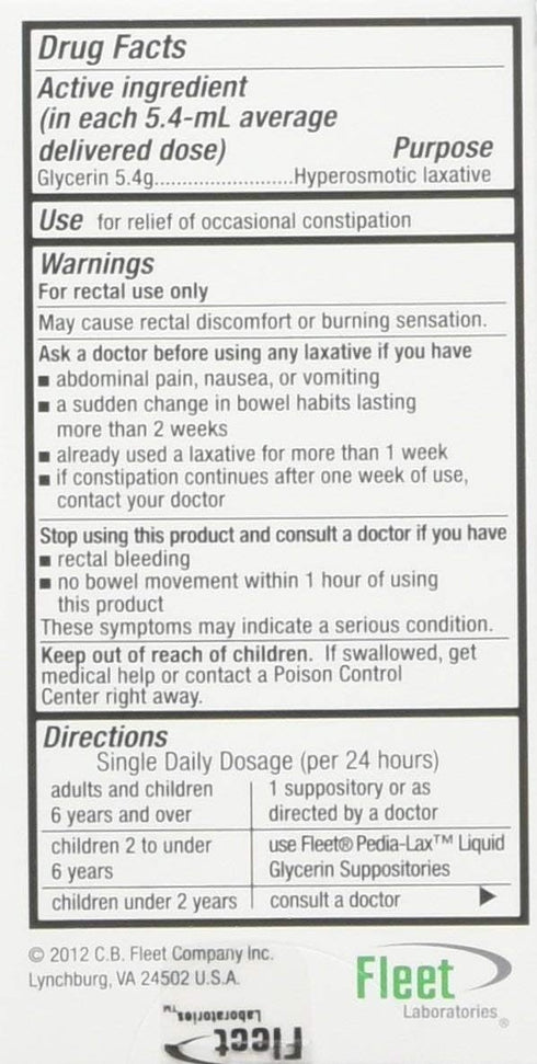 Fleet Liquid Glycerin Suppositories for Adult Constipation, 7.5 mL, 4 Bottles (4 Pack)...