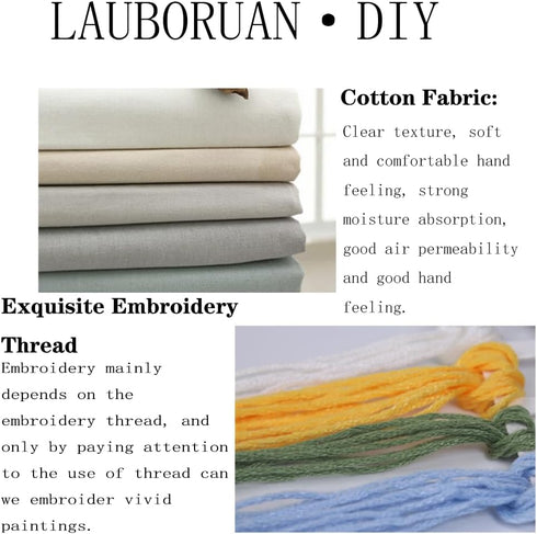 Lauboruan Stamped Embroidery Kits for Beginners with Flowers Pattern, Easy DIY Craft Punch Needle Starter Cross Stitch Kit DIY Needlepoint Kits(No...