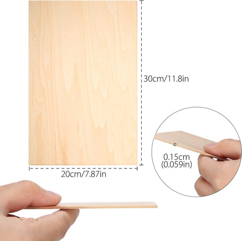 6 Pcs Balsa Wood Sheets Thin Basswood Unfinished Basswood Sheets Hobby Wood Plywood Board for DIY Mini House Boat Airplane Model (300 x 200 x 1.5 ...