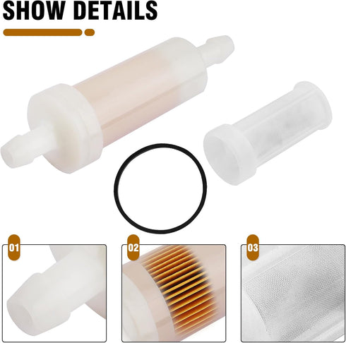 816296Q2 Marine Engine in-Line Fuel Filter with Barbs for 5/16" (8 mm) Fuel Lines with o-ring and Fuel Filter Water Separator 35-816296-4 27500005...