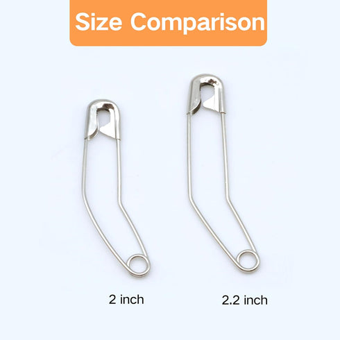 vrupin 100pcs Stainless Steel Curved Safety Pins for Quilting, Safety Pins Bulk Metal Silver Sewing Pins Clothing Clips Tool Decorative Safety pin...