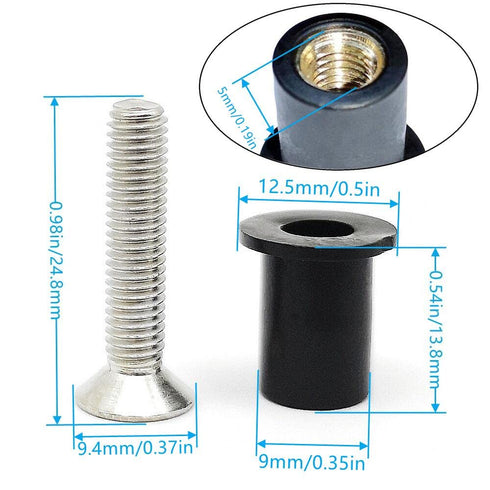 Kayak Well Nuts 30 Pair Neoprene Well Nuts M5 x 25mm Stainless Steel Hex Socket Bolts M5 Well Nut Great for Kayak Hardware Motorcycle Boat Marine ...