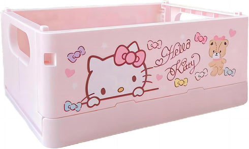 Hello Kitty Storage Box,Kawaii Desk Organizer for Girls,Cute Foldable Baskets Desk Box,Office Desk Bathroom Vanity Hello Kitty Room Decor,Gift for...